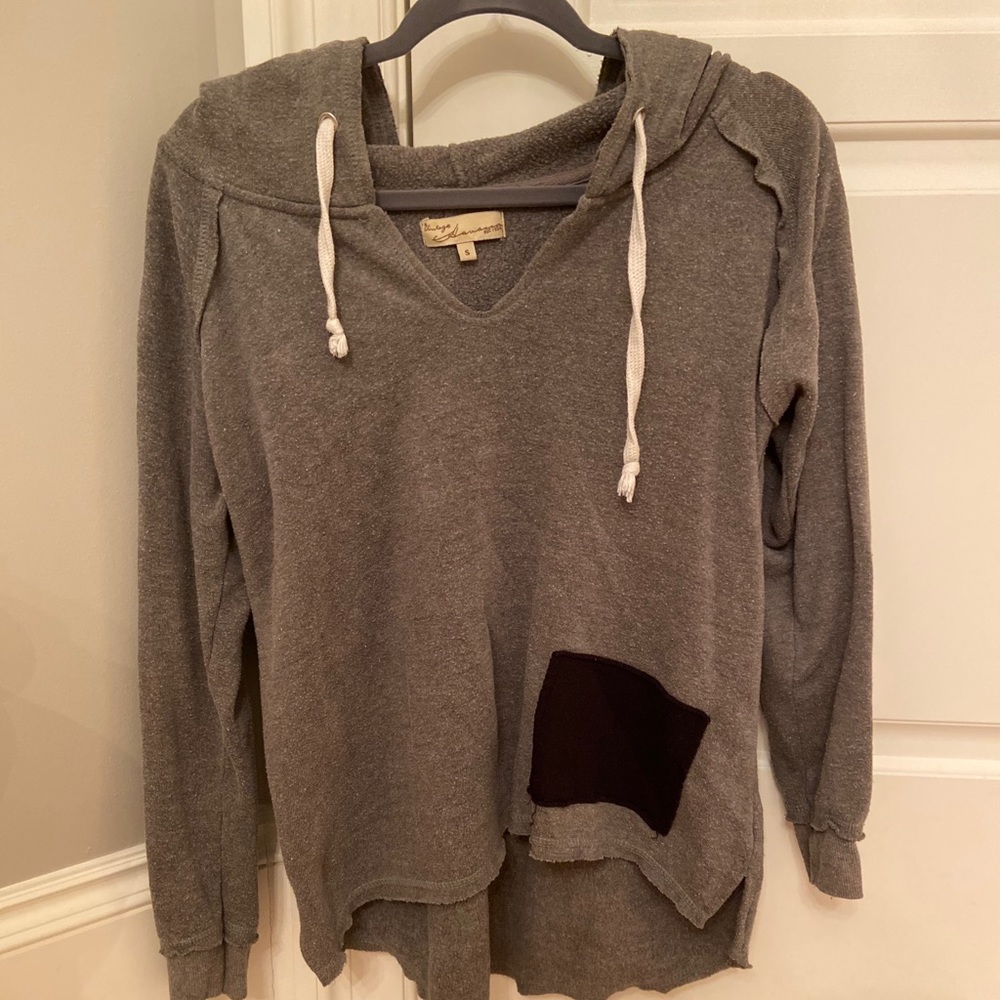 Vintage Havana Gray Hoodie with Black Patches